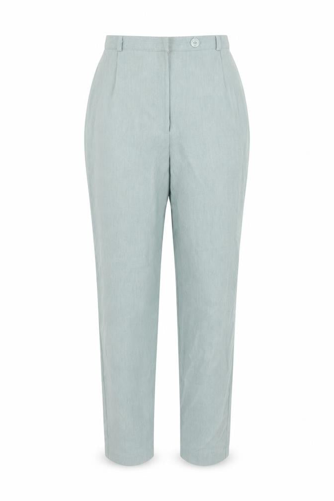Front view of Modern classics women’s green trousers, size UK 10, 28-inch leg