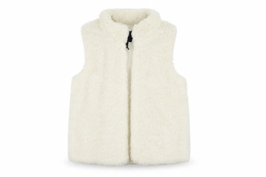 Front view of Gap girls’ white duffle coat coatigan, size 10-11, years - faux sheep skin