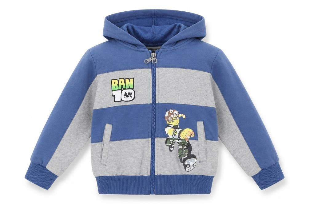 Front view of Raman boys’ multicoloured striped full zip hoodie, size 4, years