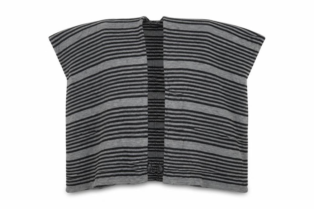 Front view of Principles women’s grey striped kimono coatigan one size