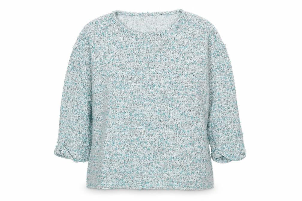 Front view of Preworn women’s green jumper, size UK 16