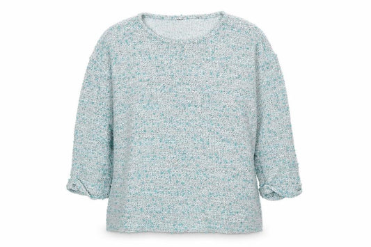 Front view of Preworn women’s green jumper, size UK 16