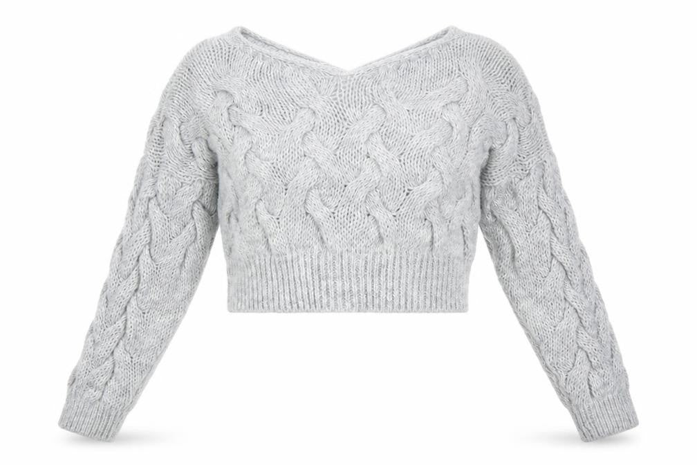 Front view of Cameo women’s grey knit jumper, size M