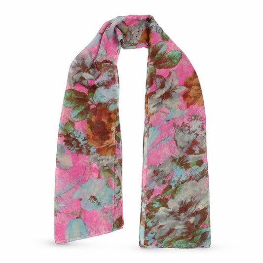 Front view of Preworn Pink Floral Shawl/Wrap