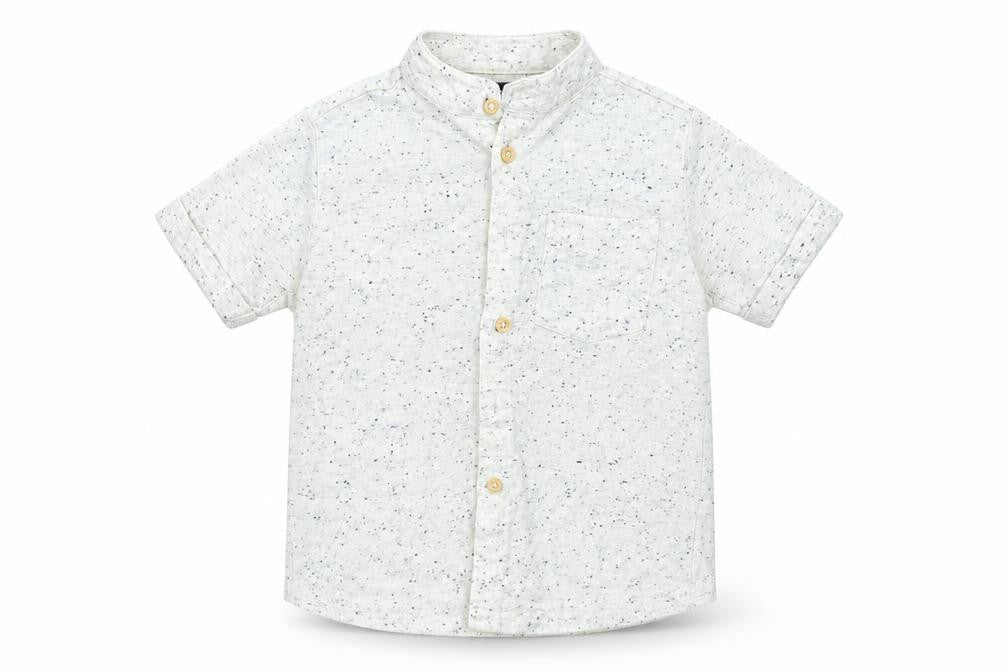 Front view of Next boys’ white spotted basic button-up, size 2-3, years