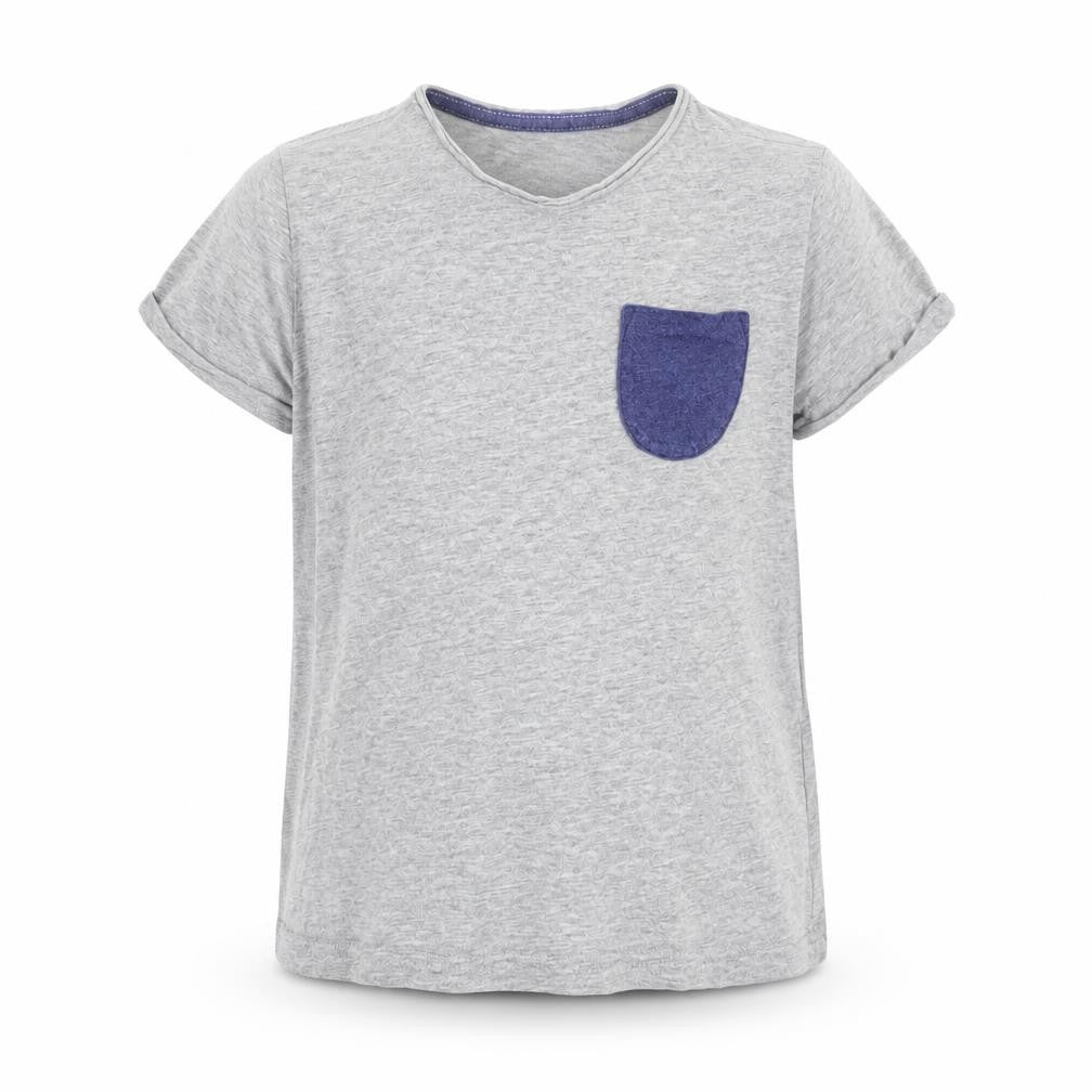 Front view of Milkshake boys’ grey jersey basic t-shirt, size 6, years