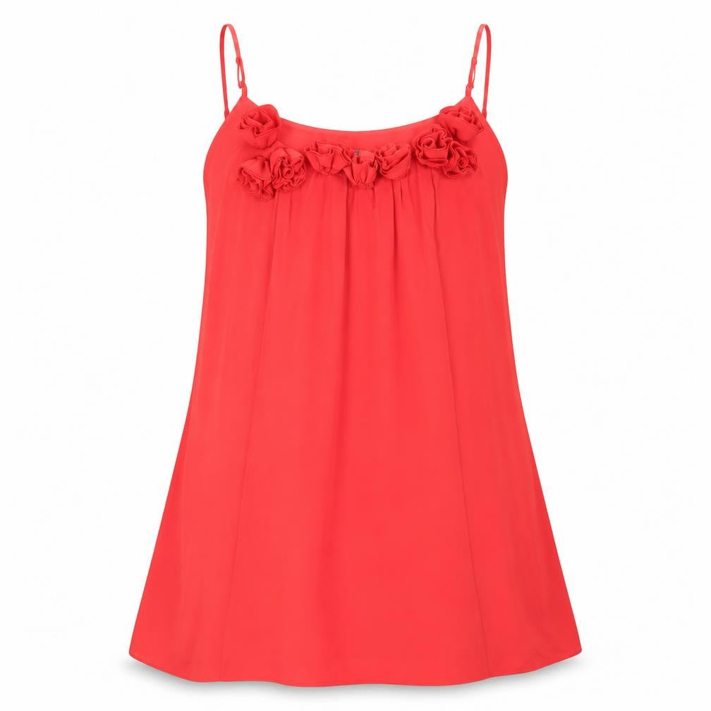 Front view of ASOS women’s red mini, size UK 14