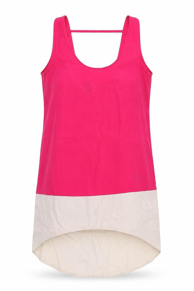 Front view of Vera Moda women’s pink camisole blouse, size M, - dipped hem