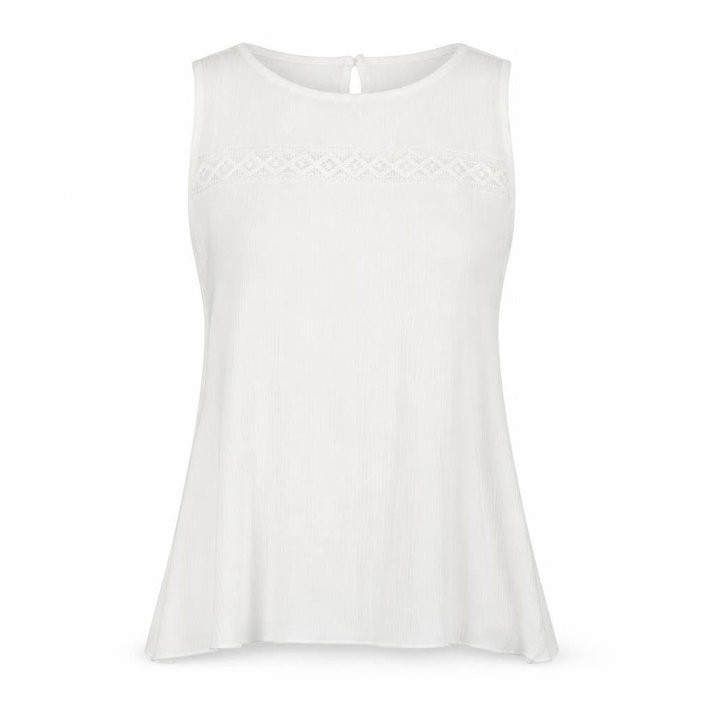 Front view of FULLAH SUGAR women’s white tunic blouse, size L