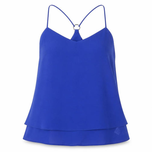 Front view of New Look women’s blue basic blouse, size UK 10