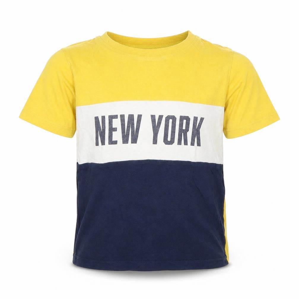 Front view of H&M boys’ yellow basic t-shirt, size 5-6, years