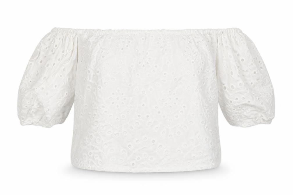 Front view of Parisian women’s white basic t-shirt, size UK 10, - crop