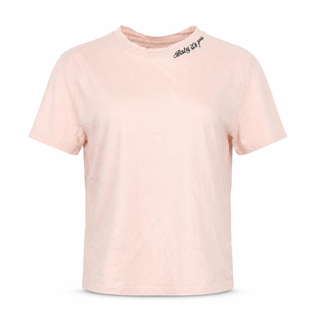 Front view of Divided by H&M women’s pink basic t-shirt, size XS