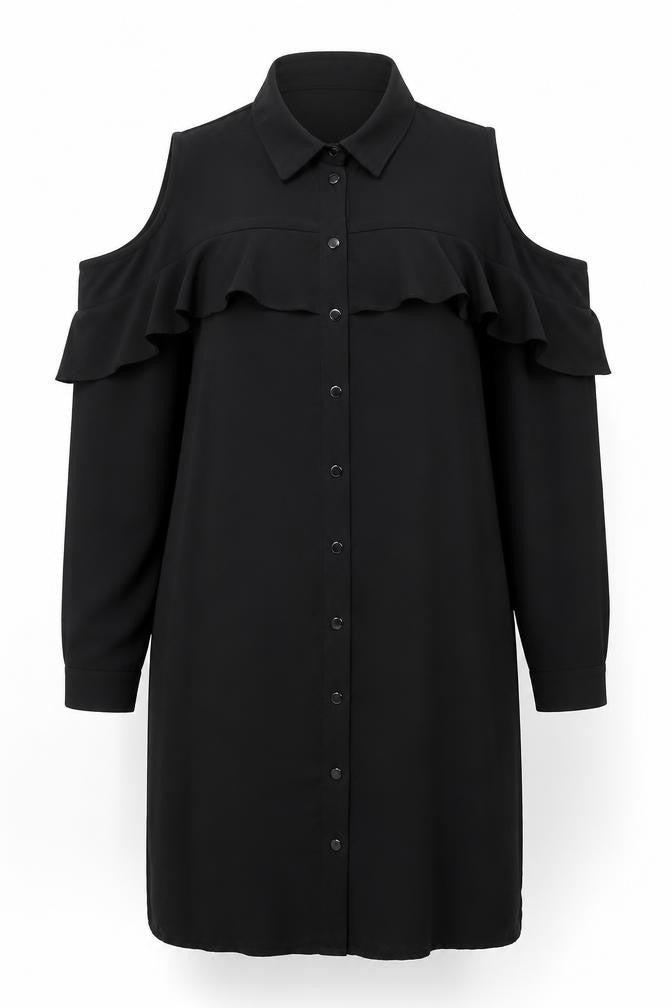 New Look Womens Black   Shirt Dress  Size 8  - cold shoulder