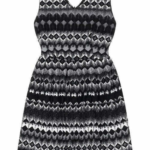 MELA Womens Black Geometric  Fit & Flare  Size 10