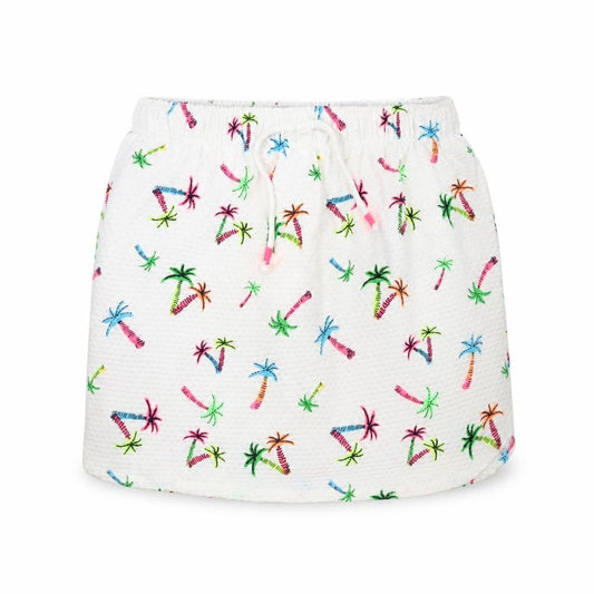 Front view of Next girls’ white a-line skirt, size 9, years - palm trees