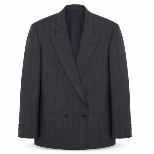 Carpini Mens Grey Striped Rayon Jacket Suit Jacket Size 40