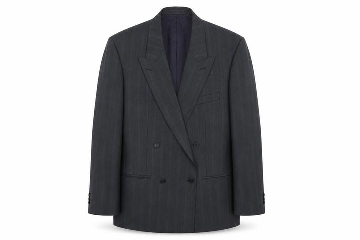 Carpini Mens Grey Striped Rayon Jacket Suit Jacket Size 40