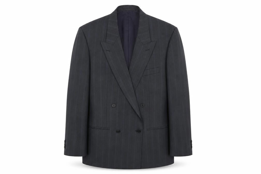 Carpini Mens Grey Striped Rayon Jacket Suit Jacket Size 40