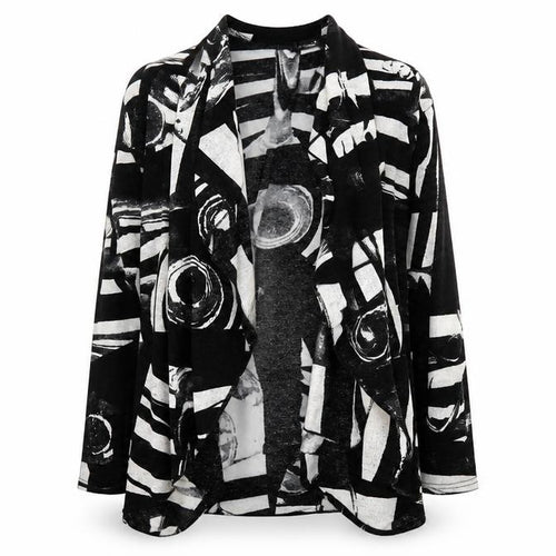 Just Elegance Womens Black Geometric Knit Cardigan Jumper Size S