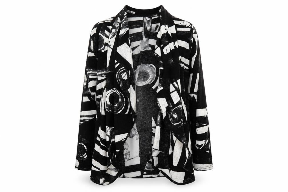 Just Elegance Womens Black Geometric Knit Cardigan Jumper Size S