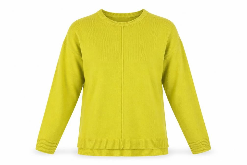 Front view of Pep&Co women’s yellow knit jumper, size UK 8