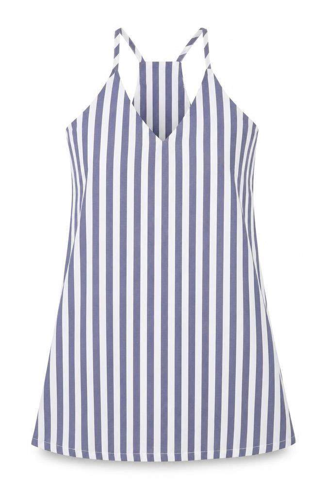 Front view of SHEIN women’s white striped basic blouse, size XS