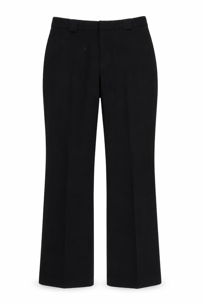 Front view of Marks & Spencer women’s black trousers, size UK 30, in, 29-inch leg
