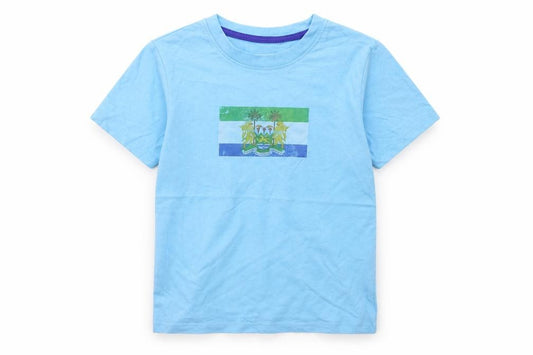 Front view of H&M boys’ blue basic t-shirt, size 5-6, years