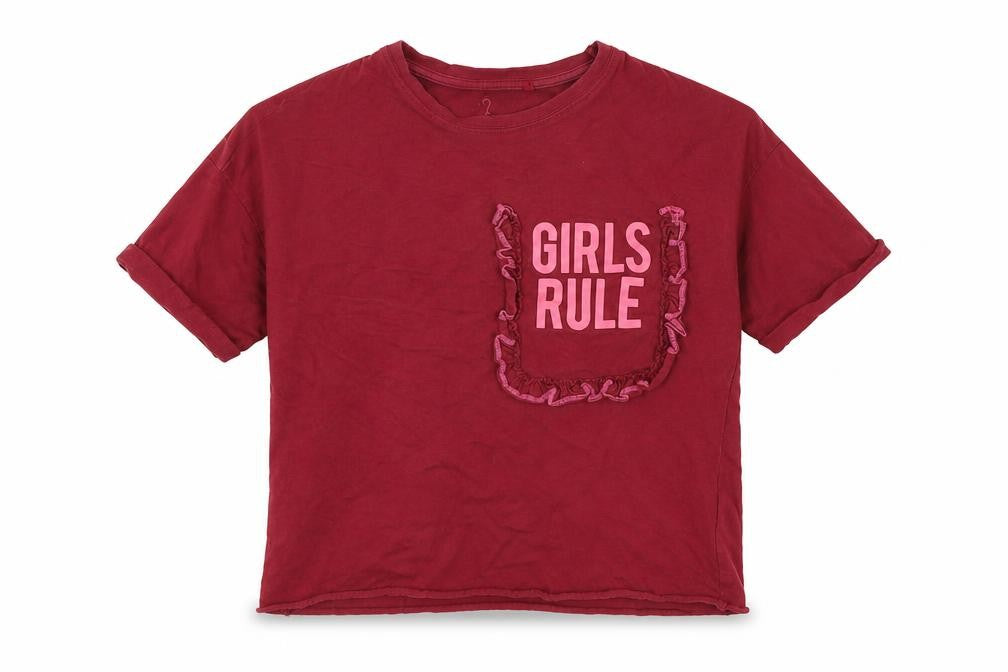 Front view of Next girls’ red basic t-shirt, size 8, years