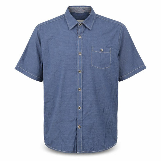 Front view of Weatherproof men’s blue button-up, size XL