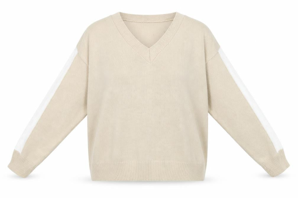 Front view of I SAW IT FIRST women’s beige knit jumper, size M