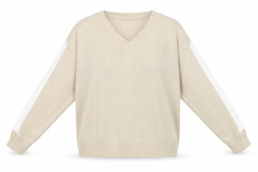 Front view of I SAW IT FIRST women’s beige knit jumper, size M