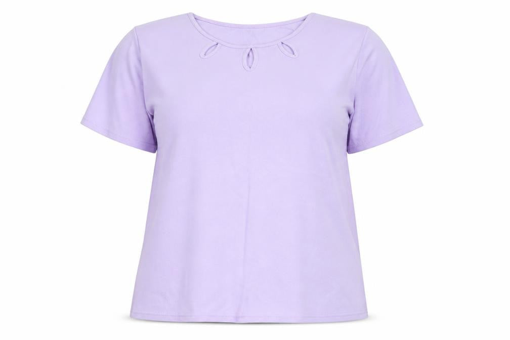 Front view of CMD women’s purple basic t-shirt, size 2XL