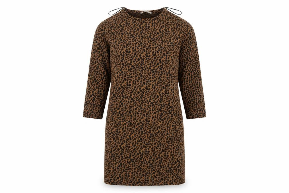 Front view of Tu women’s black animal print mini, size UK 12