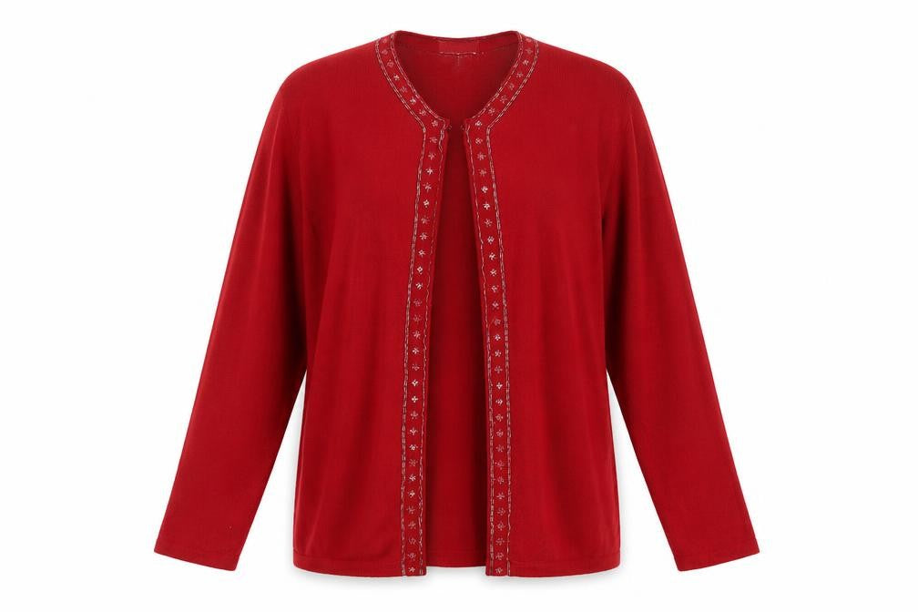 Fabrizio Womens Red  Knit Cardigan Jumper Size M