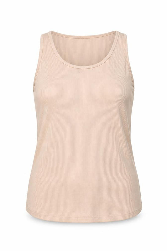 Front view of Boohoo women’s pink basic tank, size UK 12