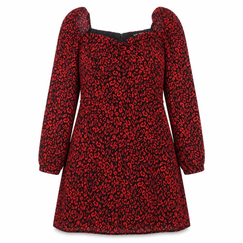 Bershka Womens Red Animal Print  A-Line  Size L