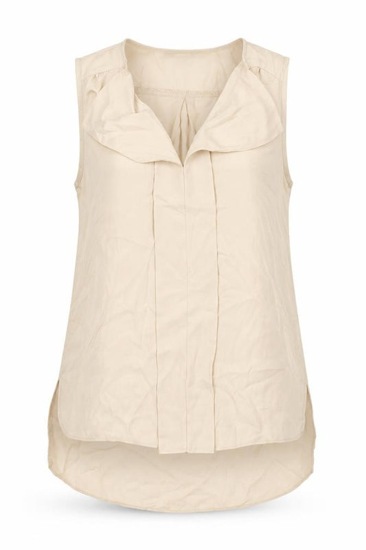 Front view of Atmosphere women’s beige basic tank, size UK 6