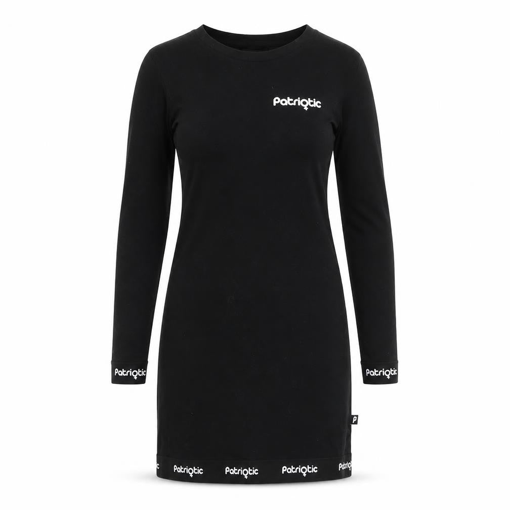 Front view of Patriotic women’s black bodycon, size M