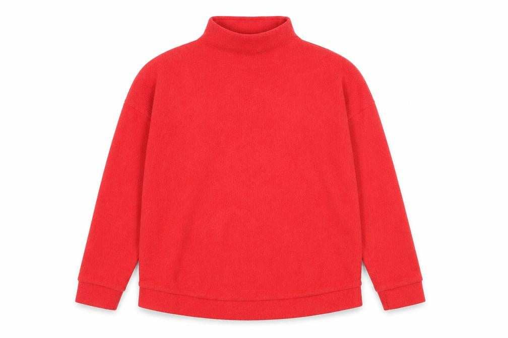 Front view of New Look women’s red fleece pullover sweatshirt, size S