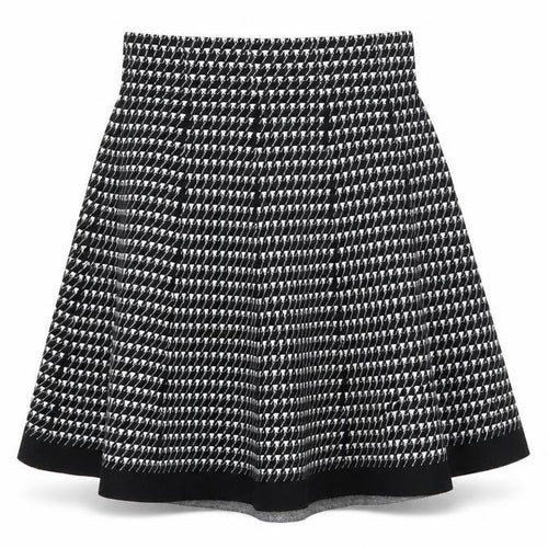 Vila Milano Womens Black Houndstooth Knit Flare Skirt Size S
