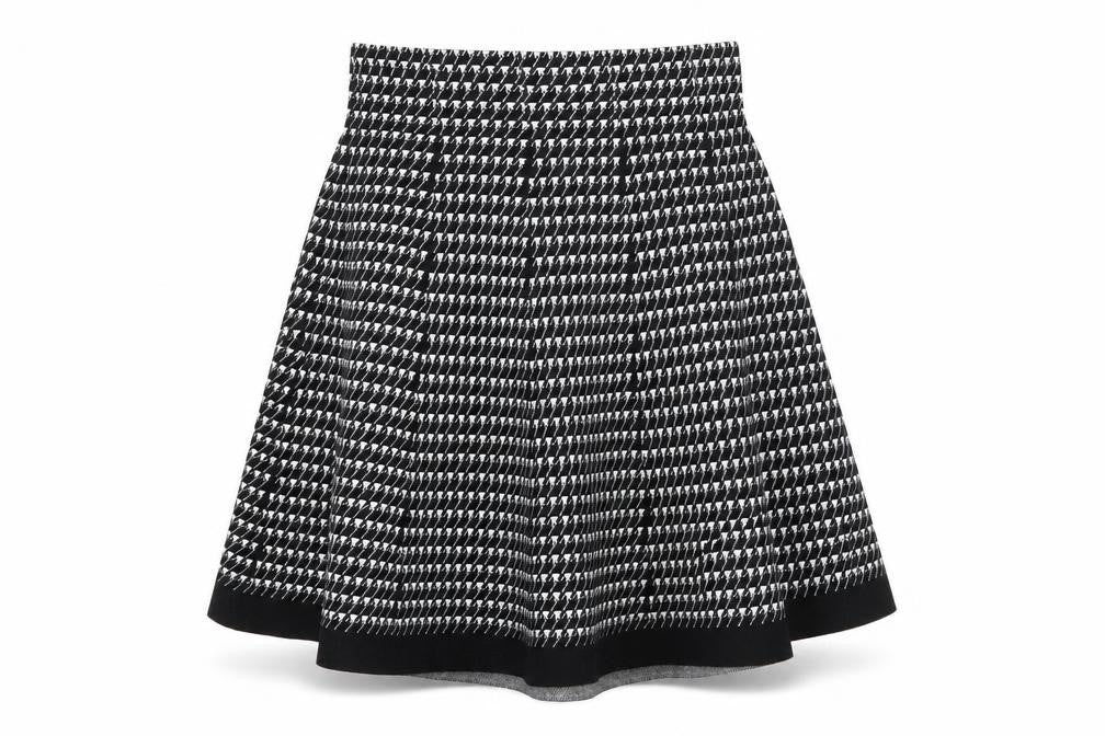 Vila Milano Womens Black Houndstooth Knit Flare Skirt Size S