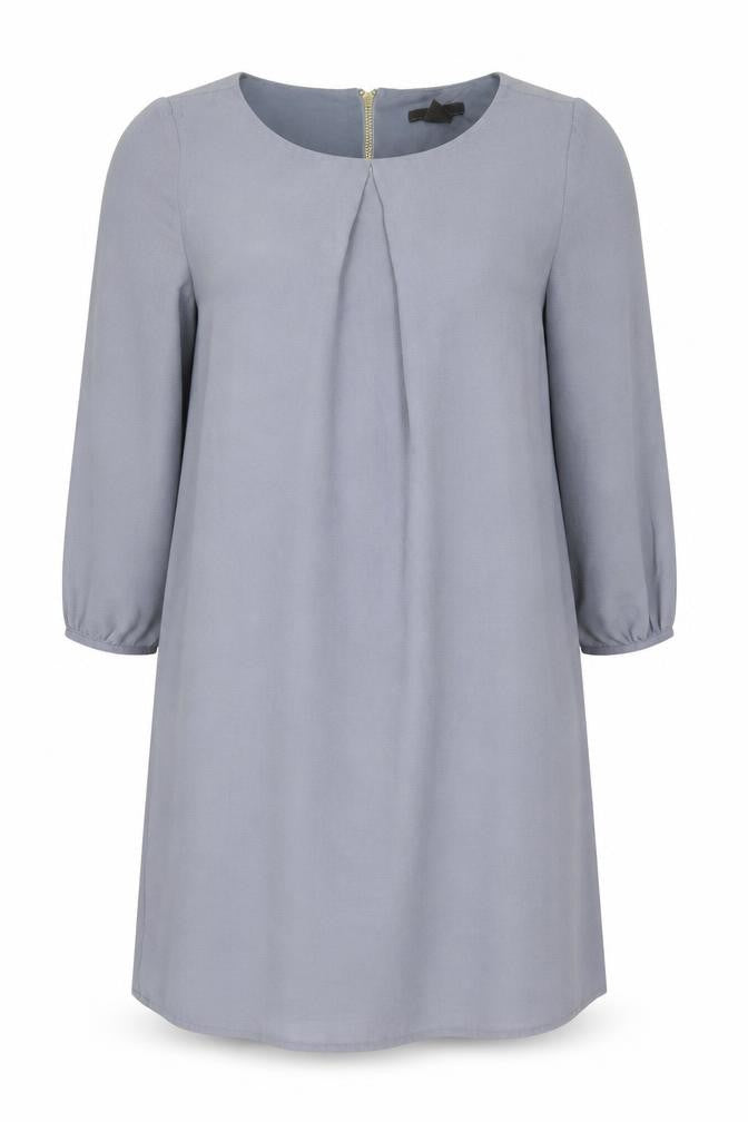 Front view of H&M women’s grey chiffon a-line, size UK 4