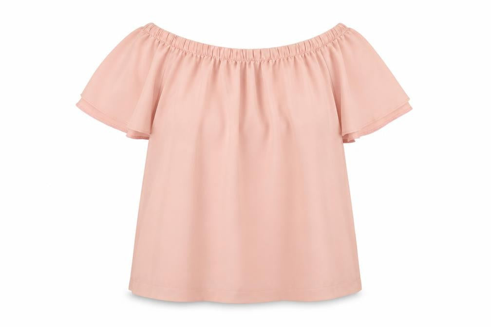 Front view of Atmosphere women’s pink basic blouse, size UK 14