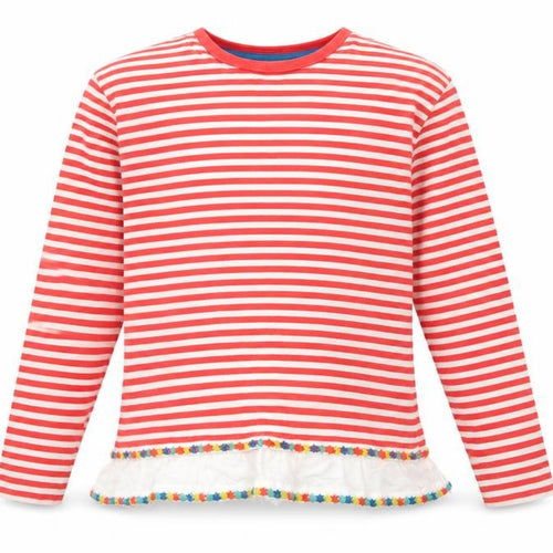 Johnnie B Girls Red Striped Jersey Basic T-Shirt Size 11-12 Years