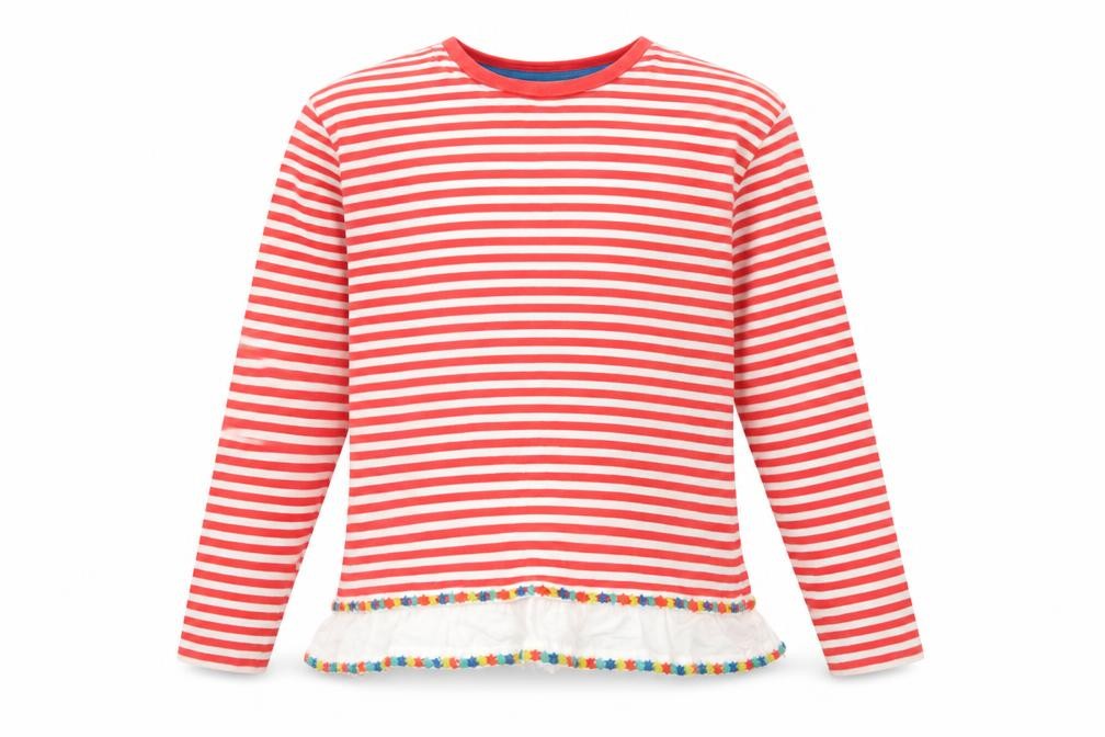 Johnnie B Girls Red Striped Jersey Basic T-Shirt Size 11-12 Years