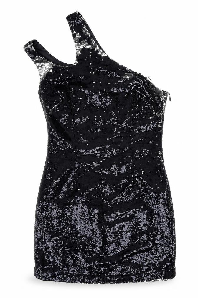Front view of abandon women’s black a-line, size UK 10