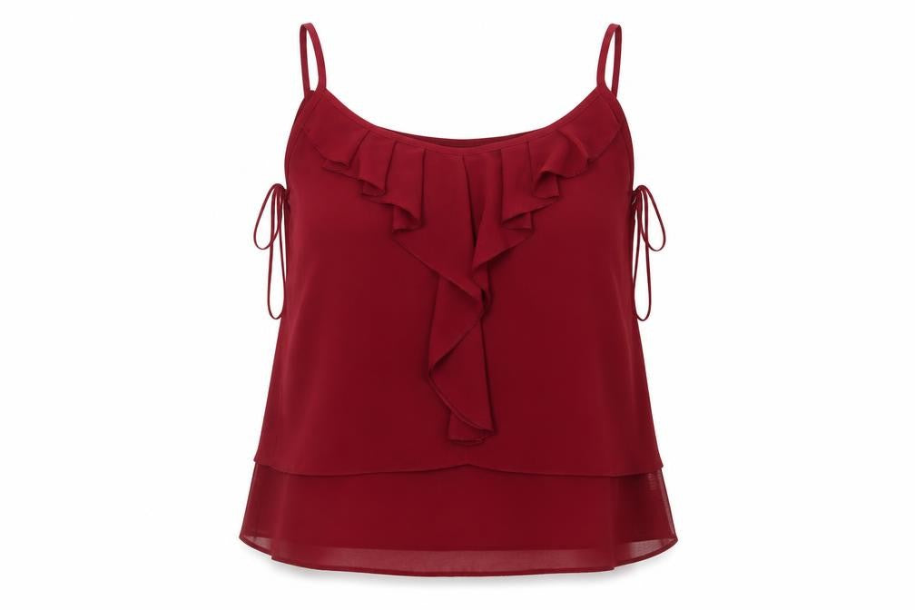 Front view of Apricot women’s red basic blouse, size UK 12