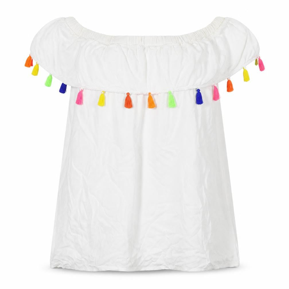Front view of Boohoo women’s white basic blouse, size UK 8
